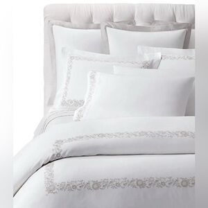 Ralph Lauren Eloise Embroidery Organic Cotton Duvet, Platinum Full-Queen
